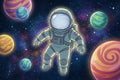 ''Kosmonautas tarp planetų'' Plakatelis