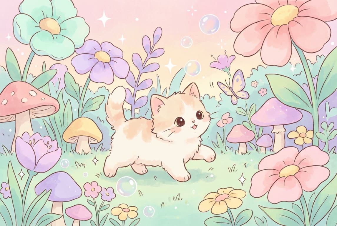 ''Kačiukas tarp gėlyčių'' Plakatelis