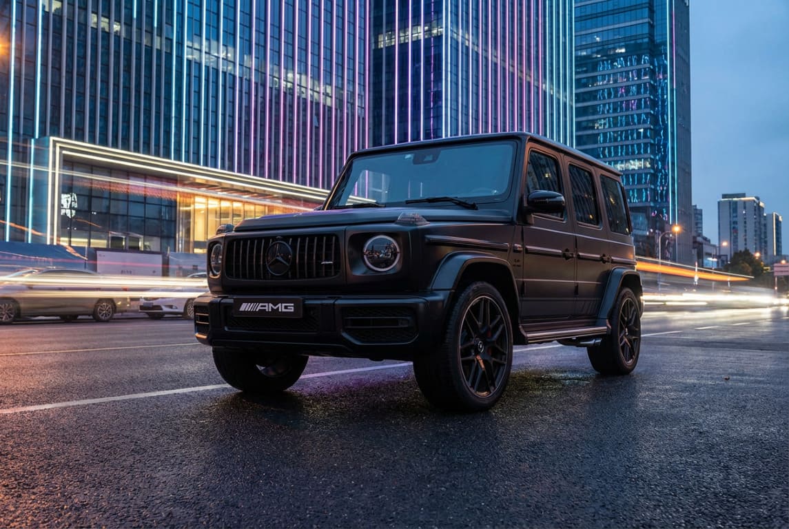 Mercedes automobilis gatvėje Plakatelis